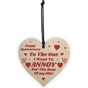 Anniversary Gift Funny Humour Cheeky Joke Husband Wife Gift Wooden Heart