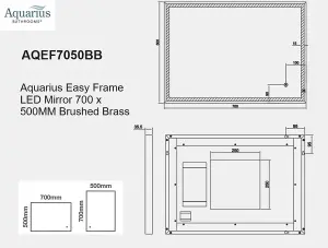 Aquarius Easy Frame LED Mirror 700 x 500MM Brushed Brass