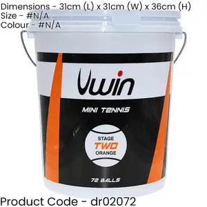 Bulk Pack Tennis Ball Bucket - 72x Stage 2 Orange Training Balls - Premium Court