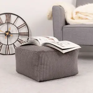 icon Theo Corduroy Bean Bag Pouffe Charcoal Grey Footstool Bean Bags