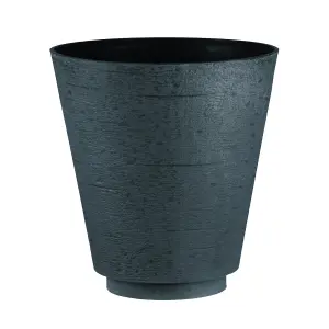 simpa 2PC Hudson Grey/Black Textured Effect Plastic Planters 33cm (Dia).