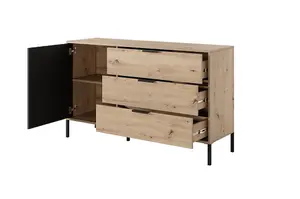 Tally Chest of Drawers - Elegant Wooden Dresser with Versatile Storage (W)1380mm (H)820mm (D)400mm - Oak Artisan & Anthracite