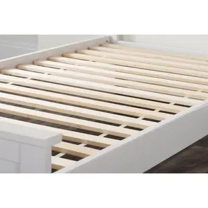 Codman Solid Wood Painted Bed Frame - Modern Farmhouse Style White / Single (3')