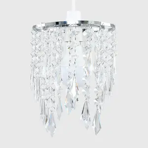 ValueLights Chandelier Design Ceiling Pendant Light Shade With Clear Acrylic Jewel Effect DropletS