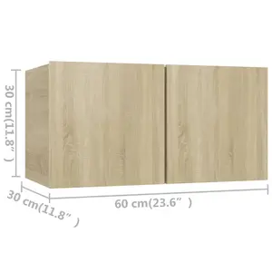 Berkfield 3 Piece TV Cabinet Set Sonoma Oak Engineered Wood