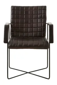 Buffalo Black Leather Weave Chair