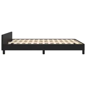 Berkfield Bed Frame with Headboard Black 135x190cm 4FT6 Double Faux Leather