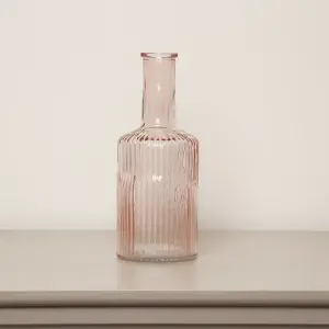 Melody Maison Pale Pink Ribbed Glass Bottle Vase - 20cm