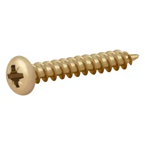 Diall PZ Pan head Yellow-passivated Steel Wood screw (Dia)4mm (L)30mm, Pack of 100