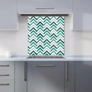 Geometric Retro Vintage Chevron Pattern Premium Glass Kitchen Splashback W700mm x H650mm