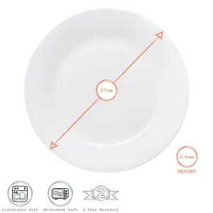 Argon Tableware - Classic Dinner Plates - 27cm - Pack of 6 - White