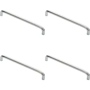 4x Round D Bar Cabinet Pull Handle 202 x 10mm 192mm Fixing Centres Chrome