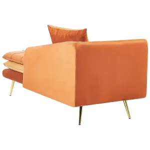 Left Hand Velvet Chaise Lounge Orange GONESSE