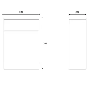 Dezine Velvare 600mm Gloss White WC Unit (300mm deep)