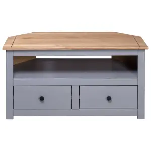 vidaXL Corner TV Cabinet Grey 93x49x49 cm Solid Pine Panama Range