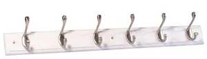 Satin White Nickel effect 6 Hook rail, (L)685mm (H)15mm