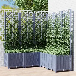 Berkfield Garden Planter with Trellis Dark Grey 120x120x136 cm PP