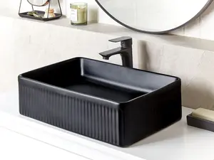 Ceramic Countertop Basin 500 x 340 mm Black GELDO