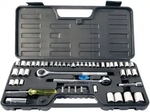 52Pc Socket Set 1/4 Assorted Drives Kit Heavy Duty With Case And Ratchet Handle