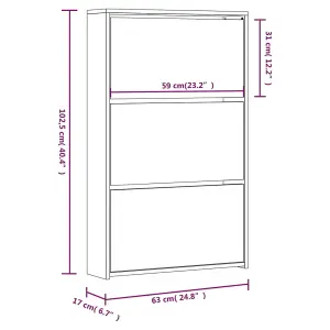 Berkfield Shoe Cabinet with Mirror 3-Layer Concrete Grey 63x17x102.5 cm