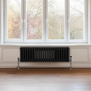 Traditional 3 Column Radiator - 300 x 1012 mm - Black