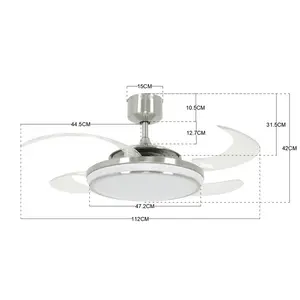 Adilene 122cm Ceiling Fan with LED Lights Brushed Chrome