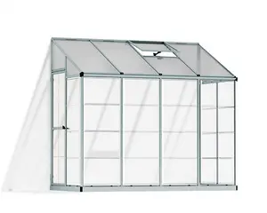 Lean To Greenhouse 8 x 4 - Silver Hybrid Polycarbonate - L243.8 x W123.8 x H224.7 cm - Silver