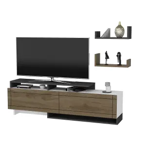 Decorotika Tamy TV Stand TV Cabinet TV Unit with Two Cabinets and Wall Mounted Shelves