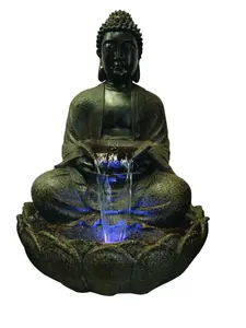 Aqua Creations Brown Sitting Buddha Mains Plugin Powered Water Feature