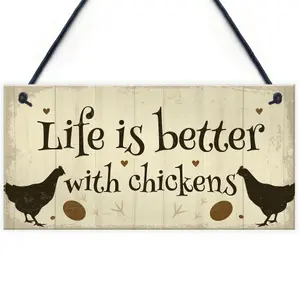 Red Ocean Life Is Better Funny Chicken Sign For Hen House Chicken House Garden Sign