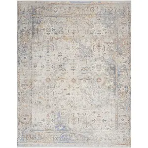 Ivory Floral Kilim Bordered Traditional Rug For Dining Room Bedroom & Living Room-160cm X 229cm