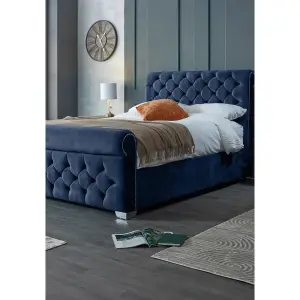 Veneta Plush Velvet Blue Bed Frame