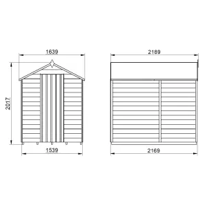 Forest Garden Overlap 7x5 ft Apex Wooden Pressure treated Shed with floor (Base included) - Assembly service included