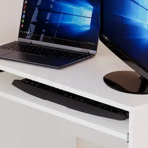 Vida Designs Huby White Computer Desk Workstation with Keyboard Tray