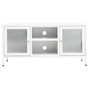 Berkfield TV Cabinet White 105x35x52 cm Steel and Glass