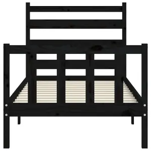 Berkfield Bed Frame with Headboard Black 100x200 cm Solid Wood