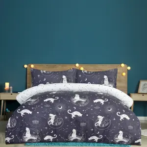 Smart Living Luxury Super Soft Reversible Celestial Cats Duvet Cover with Pillowcase