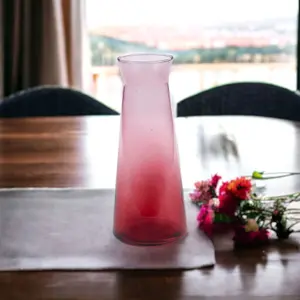 URBNLIVING Height 25cm 1.145L/38.7oz Red Coloured Decanter Glass Wine Water Juice Drinking Carafe Jug