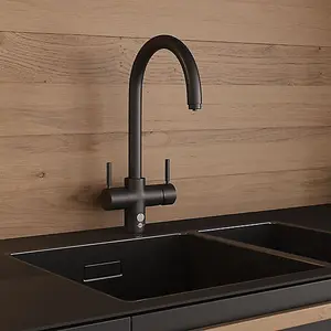 InSinkErator 4N1 Touch Velvet Black J Shape Instant Filtered Steaming Hot and Cold Water, Mains Hot & Cold Kitchen Mixer Tap