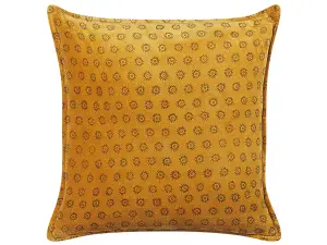 Throw Cushion RAPIS Cotton 45 x 45 cm Geometric Block-Printing Yellow