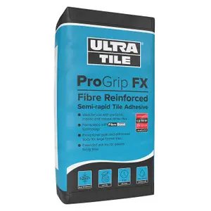 UltraTile ProGrip FX Semi-Rapid Flexible Tile Adhesive - White, 20kg