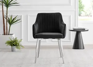 Furniturebox Imperia 4 Modern Black High Gloss Dining Table & 4 Black Calla Silver Leg Chairs