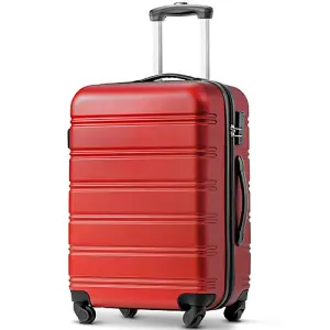 ABS Hard shell Travel Trolley Suitcase 4 wheel Luggage Set Hand Luggage, 24 inch, Red