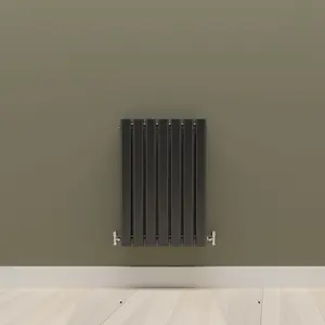 Horizontal Black Double Oval Panel Radiator (H)600mm x (W)413mm, 2736 BTU.