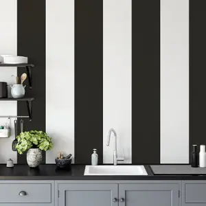 Galerie Smart Stripes 3 Black Widest Stripe Wallpaper Roll