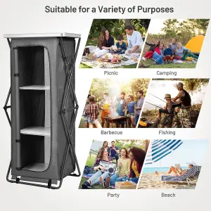 Costway 3 Tier Folding Pop-Up Cupboard Compact Camping Storage Cabinet w/ Carrying Bag X-Large Size