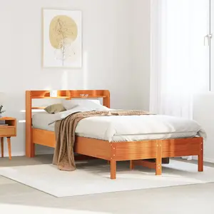 Berkfield Bed Frame without Mattress Wax Brown 75x190 cm Small Single Solid Wood Pine