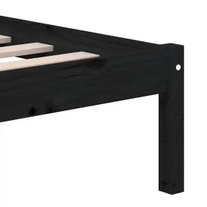 Berkfield Bed Frame Black Solid Wood Pine 140x190 cm