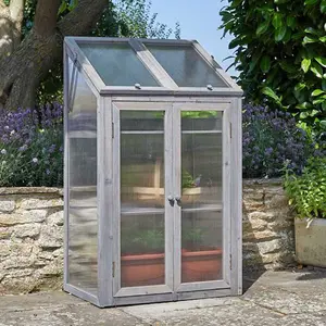 Large Wooden Gro-Zone Greenhouse with 3 Shelves - Germinate Seeds, Propagate Plants & Grow Exotic Fruit & Veg - H120 x W69 x D49cm