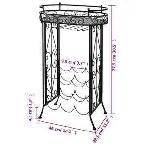 vidaXL Wine Rack with Glass Holder for 9 Bottles Metal